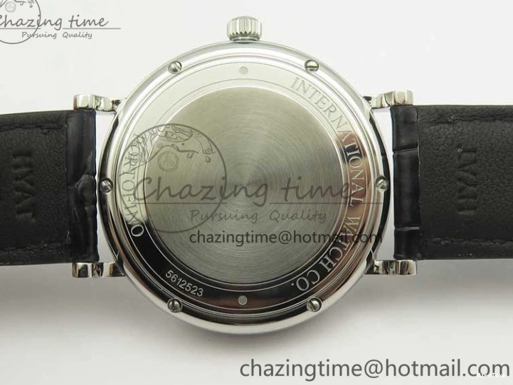 MIROTIME 0523 Affordable Portofino IW356501 SS V3 MK 1:1 Best Edition White Dial Gold Markers On Black Leather Strap MIYOTA 7196
